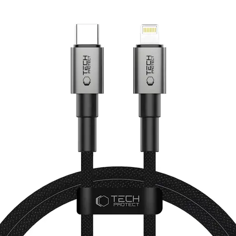 Tech-Protect UltraBoost DNA szary / USB-C - kabel Lightning / PD 27 W / 3 A / 100 cm