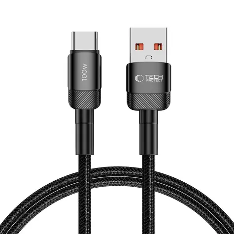 Tech-Protect UltraBoost Evo czarny / Kabel ładujący / USB-C - USB-A / 100 W / 5 A / 1 m