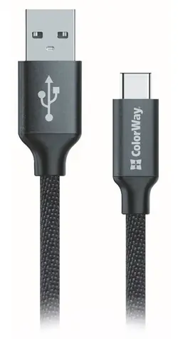 Colorway czarny / Kabel do transmisji danych / USB-A - USB-C / 2.1 A / 1 m