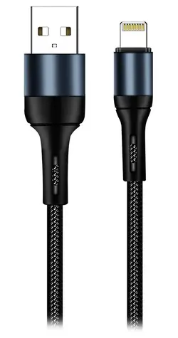Colorway czarny / Kabel do transmisji danych / USB-A - Lightning / nylonowy / 2,4 A / 1 m