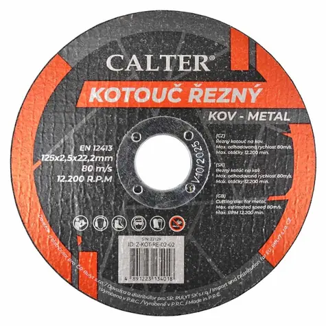 RULYT CALTER / Tarcza tnąca / Średnica 125x22,2 mm / Szerokość 2,5 mm