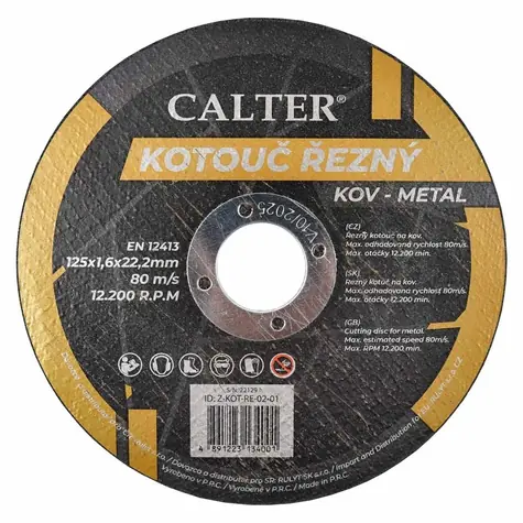 RULYT CALTER / Tarcza tnąca / Średnica 125x22,2 mm / Szerokość 1,6 mm