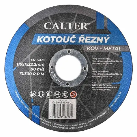 RULYT CALTER Tarcza tnąca / Tarcza tnąca / 115 x 1 x 22,2 mm