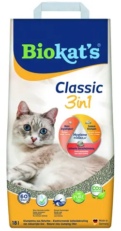 Żwirek dla kota BIOKAT'S Classic 18 l / Zbrylający / 100% naturalna glinka