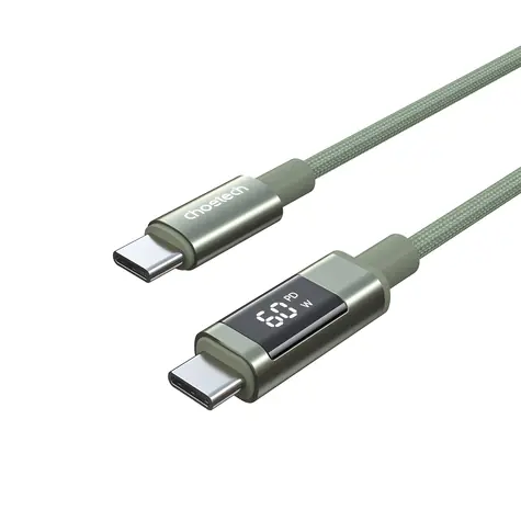 Choetech XCC-1068 zielony / kabel USB-C (M) - USB-C (M) / PD 60W / wyświetlacz ze wskaźnikiem zasilania / 1,2 m