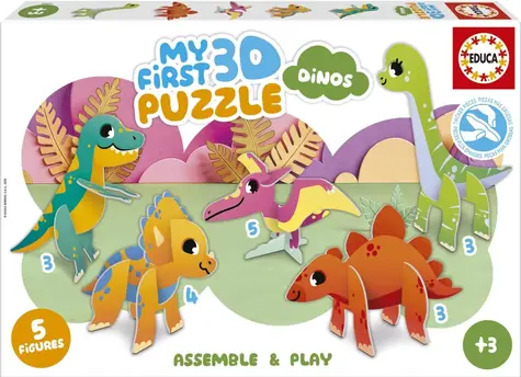 Educa Moje pierwsze puzzle 3D Dinozaury 5w1 / 5 figurek / 3-5 elementów