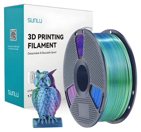 Sunlu PLA+ Silk niebiesko-zielono-fioletowy / filament do drukarki 3D / PLA / jedwabisty połysk / 1,75 mm / 1 kg