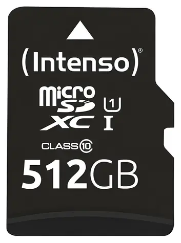INTENSO UHS-I Performance 512 GB / karta pamięci microSDXC / UHS-I U1 / klasa 10 / odczyt 90 MB/s / z adapterem SD