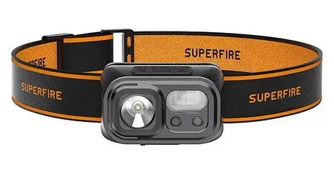 Superfire HL23-S czarny / Latarka czołowa / 350 lm / zasięg 120 m / USB-C / IP44