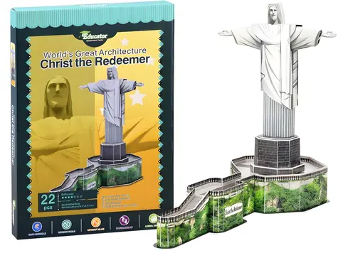 Puzzle 3D EDUCATOR Statua Chrystusa Odkupiciela / 22 elementy / 42 × 22,5 × 34 cm