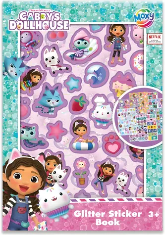 Naklejki brokatowe MOXY Magiczny domek Gabiny / 8 arkuszy A5 / od 3 lat
