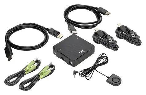 EATON B004-DP2UA2-K czarny / przełącznik KVM / 2x DisplayPort / 4K 60Hz / koncentrator USB / audio