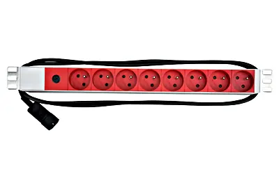 Schrack IU070131 / Panel zasilający / 19" / 1U / 8x gniazdo ČSN / IEC C14 / kabel 2 m