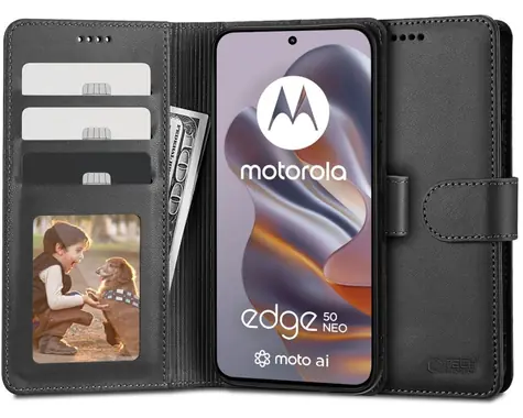 Portfel Tech-Protect czarny / Etui do Motorola Edge 50 Neo / Portfel
