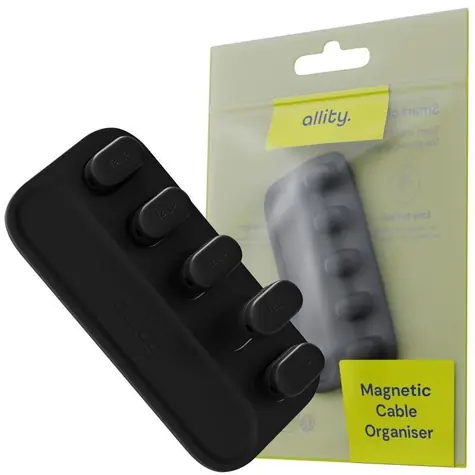 Allity ASA-410 czarny / Organizer kabli / Silikon / Uchwyt magnetyczny / Samoprzylepny 3M