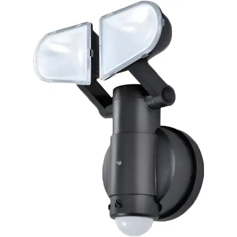 Lampa ścienna zewnętrzna LED Schwaiger z podwójnym czujnikiem, czarna / 400 lm / Czujnik ruchu PIR / IP44
