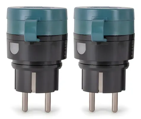Gniazdo zewnętrzne Entac 2 szt. IP44 czarne / Gniazdo zewnętrzne / Zdalne sterowanie / 10 A / maks. 2300 W / zasięg 50 m