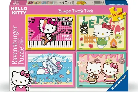 Puzzle Ravensburger Hello Kitty / 4x100 elementów / od 5 lat