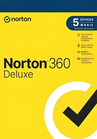Norton 360 Deluxe / Licencja elektroniczna / 5 urządzeń / 50 GB pamięci masowej / VPN / 2 lata