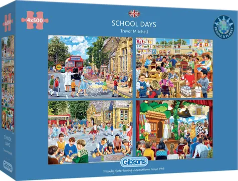 Puzzle Gibsons School Day / 4x500 elementów / 49 x 34 cm