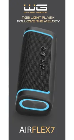 WG AirFlex7 czarny / głośnik Bluetooth / 10W / TWS / IPX6 / LED