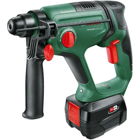 BOSCH UniversalHammer 18V / Młotowiertarka akumulatorowa / 2000 obr./min / 5400 udarów/min / SDS- PLUS / z akumulatorem i ładowarką