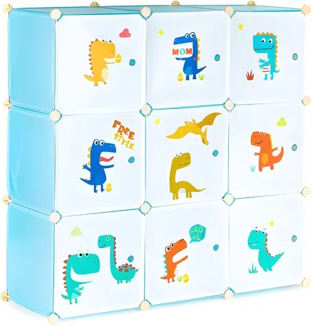 MODERN HOME Szafka modułowa dla dzieci Dinozaury / 9 przegródek / nośność półki 3 kg / 109 x 109 x 37 cm