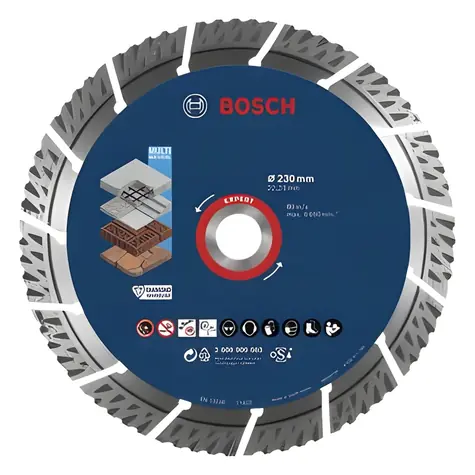 BOSCH Expert MultiMaterial 2608900663 / Tarcza diamentowa / 230 x 22,23 mm / szerokość cięcia 2,4 mm / 15 segmentów