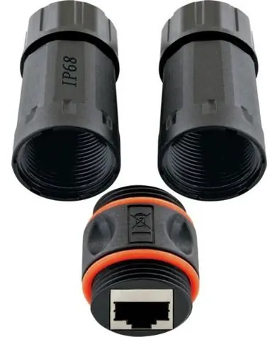 Złącze Schwaiger RJ45 CAT6A zewnętrzne czarne / Złącze / 2x RJ45 / U/FTP / IP68