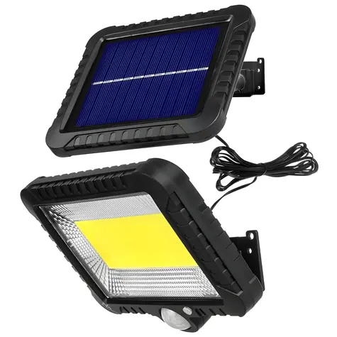 Maclean MCE438 czarny / Reflektor LED solarny / Czujnik ruchu / Montaż ścienny / IP44 / 6000K / 400lm