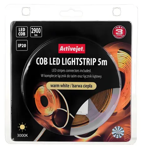 Activejet AJE-COB ciepła biel / taśma LED / 5 m / 30 W / 2900 lm / IP20