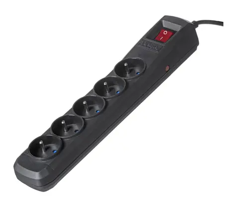 Activejet COMBO czarny / Przedłużacz / Gniazdo 5x / 5 m / Włącznik / Zasłony bezpieczeństwa