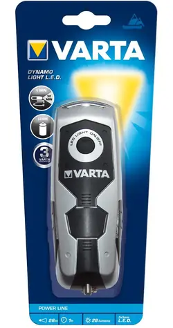 Latarka dynamo Varta / DYNAMO LIGHT / srebrno-czarna / 28 lm / IPX4