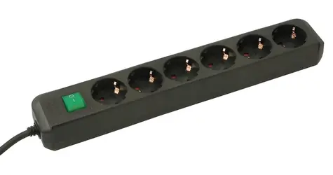 Brennenstuhl Eco-Line czarny / Przedłużacz / 6 gniazd / przełącznik / 1,5 m / 3500 W