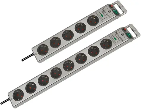 Brennenstuhl Super- SOLID Line srebrny / Przedłużacz / 8 gniazd / Listwa przeciwprzepięciowa / 2,5 m