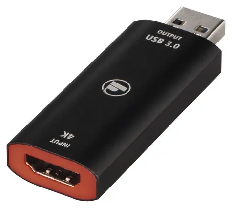 HAMA Video Recording Stick USB-HDMI czarny / Przechwytywacz wideo / 4K UHD (4096x2160) / Obudowa aluminiowa