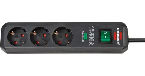 Brennenstuhl Eco-Line antracyt / Przedłużacz / 3x gniazdo / Listwa przeciwprzepięciowa / 1,5 m / 16 A
