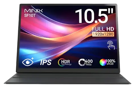 10,5" Minix SF10T czarny / Monitor przenośny / IPS / Full HD / dotykowy / USB-C