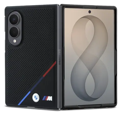 Pasek perforowany BMW M PU w trzech kolorach do Samsung Galaxy Z Fold8, czarny / Tylna obudowa / Magnetyczna / Skóra PU