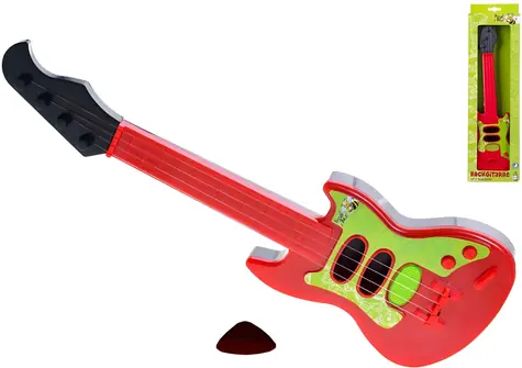 Gitara elektryczna dla dzieci 40 cm / Zabawka muzyczna / 4 struny nylonowe / Kostka w zestawie