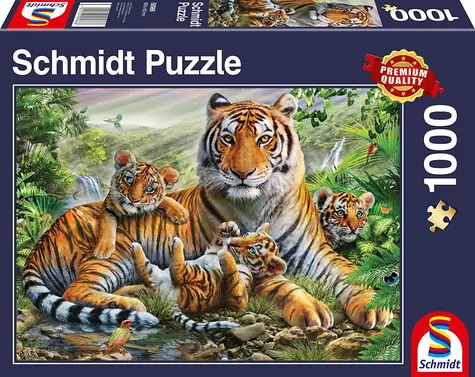 Puzzle Schmidt Tygrysica i młode / 1000 elementów