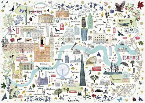 Puzzle GIBSONS Mapa Londynu / 1000 elementów / 68 × 49 cm