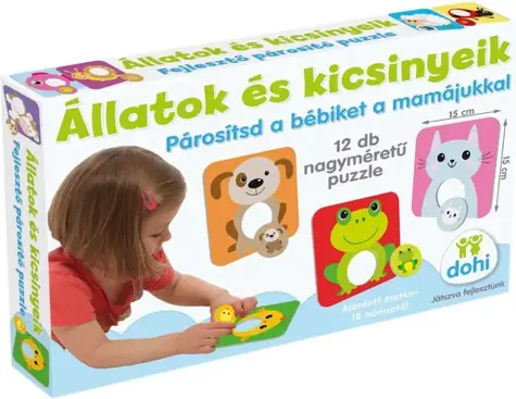 DOHÁNY Puzzle dla dzieci Zwierzęta z młodymi / 12 elementów