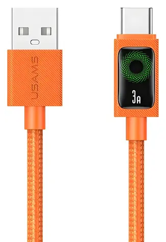 USAMS U92 pomarańczowy / Kabel do ładowania i transmisji danych / USB-C - USB-A / 18 W / 1,2 m