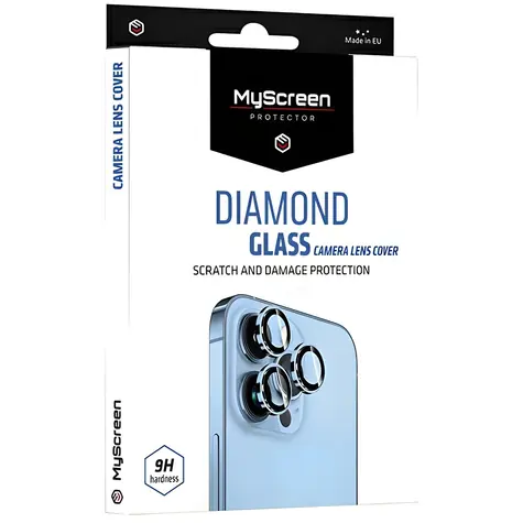 Szkło MyScreen Diamond Glass do Apple iPhone 15 Pro/ 15 Pro Max, czarne / Szkło ochronne na aparat / Twardość 9H