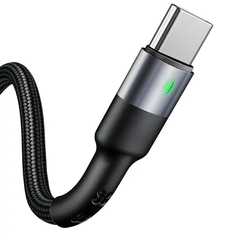 USAMS SJ313 U26 czarny / Kabel do ładowania i transmisji danych / USB-C / Pleciony / 3A / 1 m