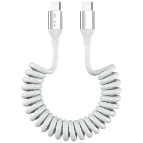 Kabel spiralny 4smarts USB-C do USB-C 240 W biały / Kabel / USB Power Delivery / 1,5 m