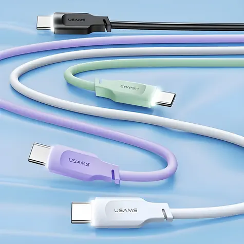 USAMS SJ567 Lithe Series fioletowy / Kabel do szybkiego ładowania i transmisji danych / USB-C - USB-C / 100 W / 1,2 m