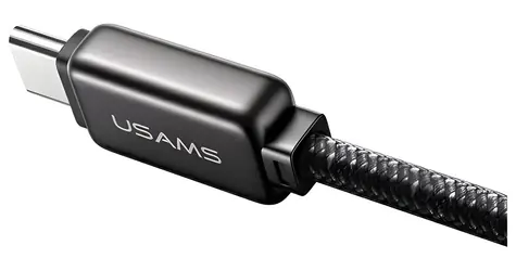 USAMS SJ744 Meteor Series czarny / Kabel do transmisji danych / USB-C - USB-C / 1,2 m / 100 W / Stop cynku