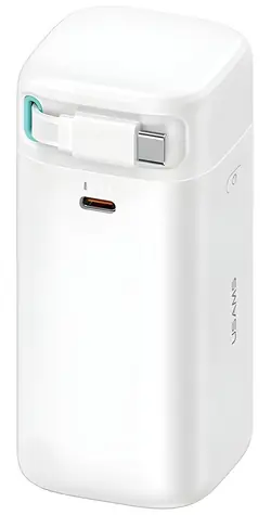 Powerbank USAMS XMF Series zwijany kabel USB-C biały / Power Bank / 18000 mAh / PD 45 W / 2x USB-C